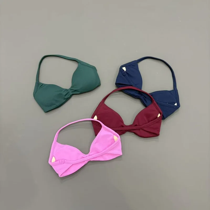 Sports Strappy Bra Women Halter Thin Strap Seamless High Support Breathable Soft Push Up Yoga Pilates Gym Workout Fitness Top