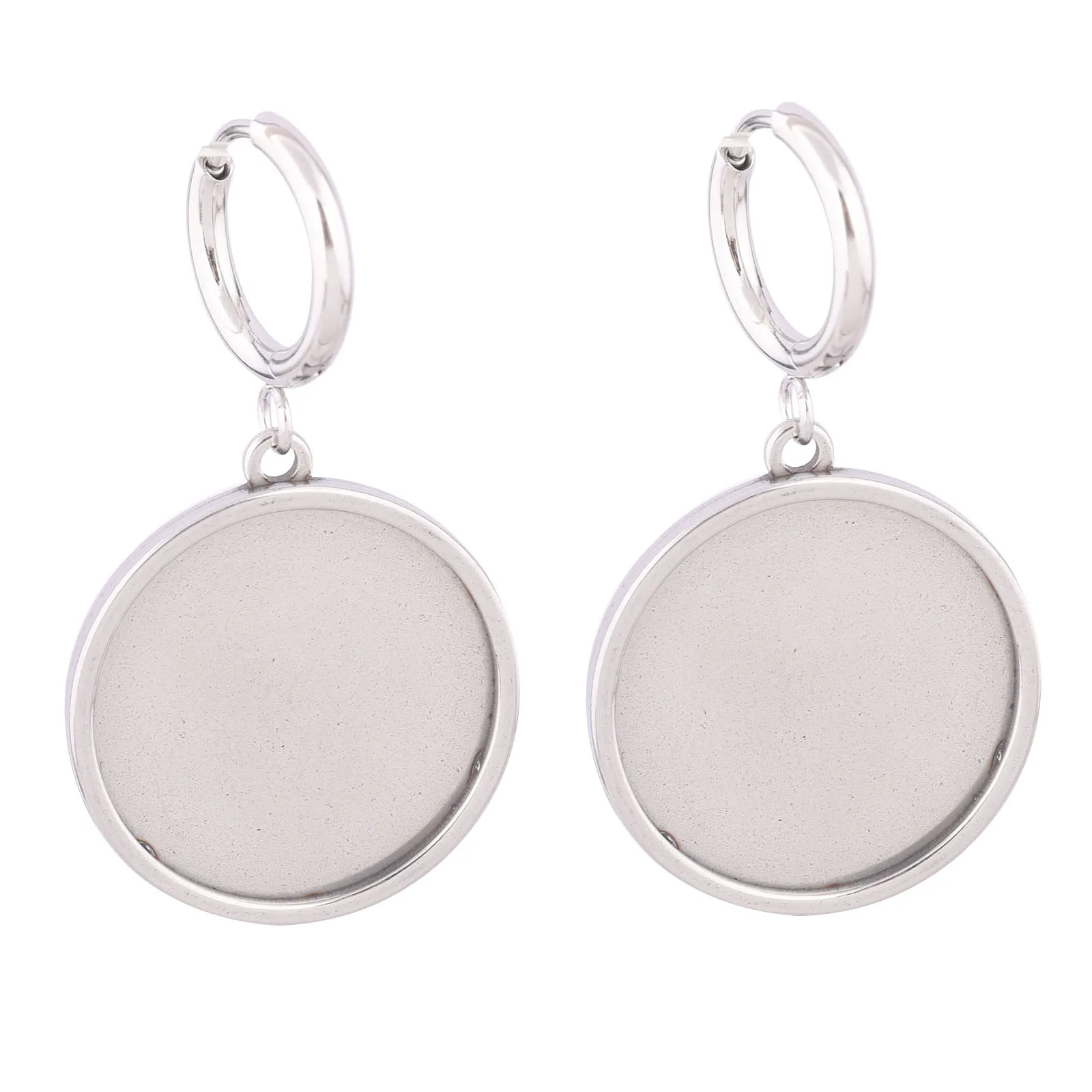 

6 шт., застежка для сережек из нержавеющей стали, крючок, подходит для круглых серег с кабошоном 20 мм, основа для установки, заготовки, фурнитура для ювелирных изделий своими руками