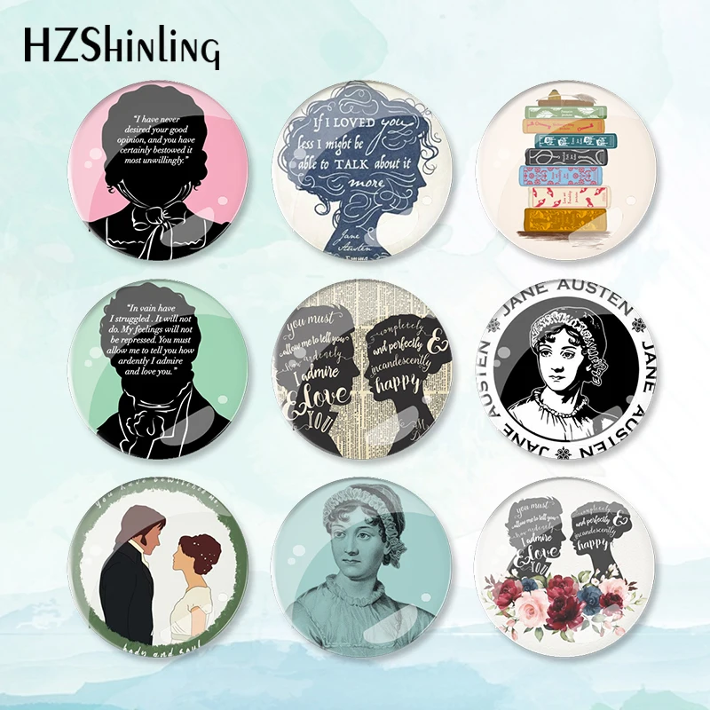 2023 New Jane Austen Pride and Prejudice Badge Brooch Art Pin Backpack Decoration Pins Round Jewelry Women Gift