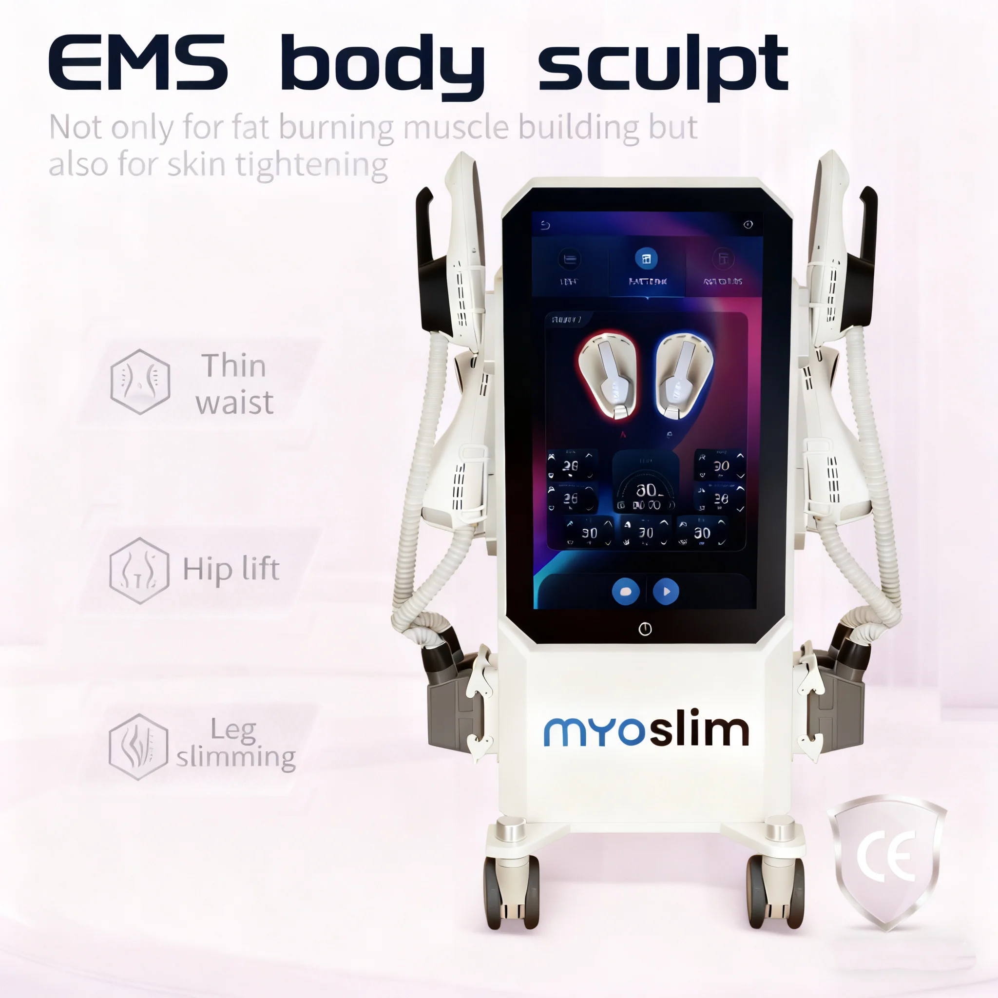 Commercial Grade 6500W Myoslim EMS Body Shaping Machine Non-exercise Fat Burning System for Muscle Toning and Curves Reshaping