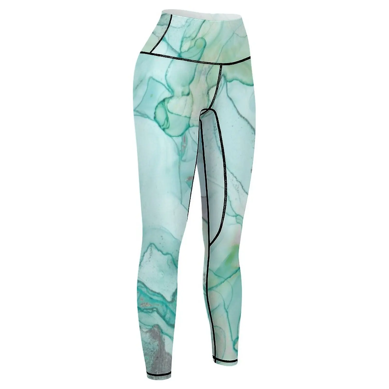 Alcohol Ink Abstract - Seafoam Leggings for girls Women's sports gym sportswear woman Womens Leggings