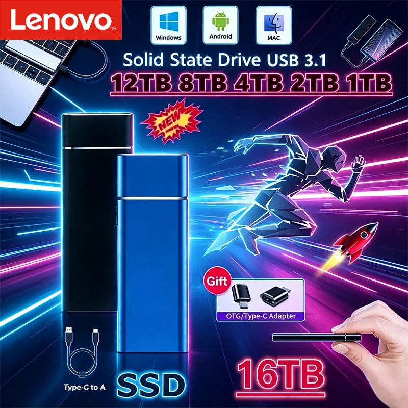 

Внешний SSD-накопитель Lenovo Mini (1 ТБ, 2 ТБ, 256 ТБ) — высокоскоростной оригинальный USB 3.0 накопитель для компьютеров и ноутбуков