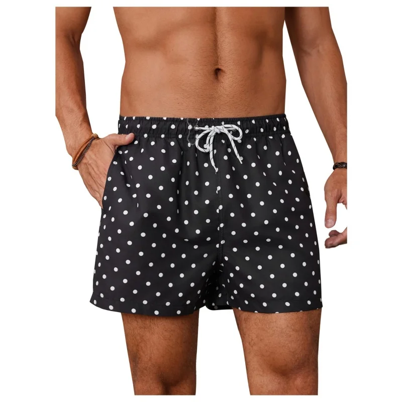 Striped & Polka Dot Graphic Swim Trunks For Men Casual 3D Printed Short Pants Summer Hawaii Surf Swimsuit Beach Shorts