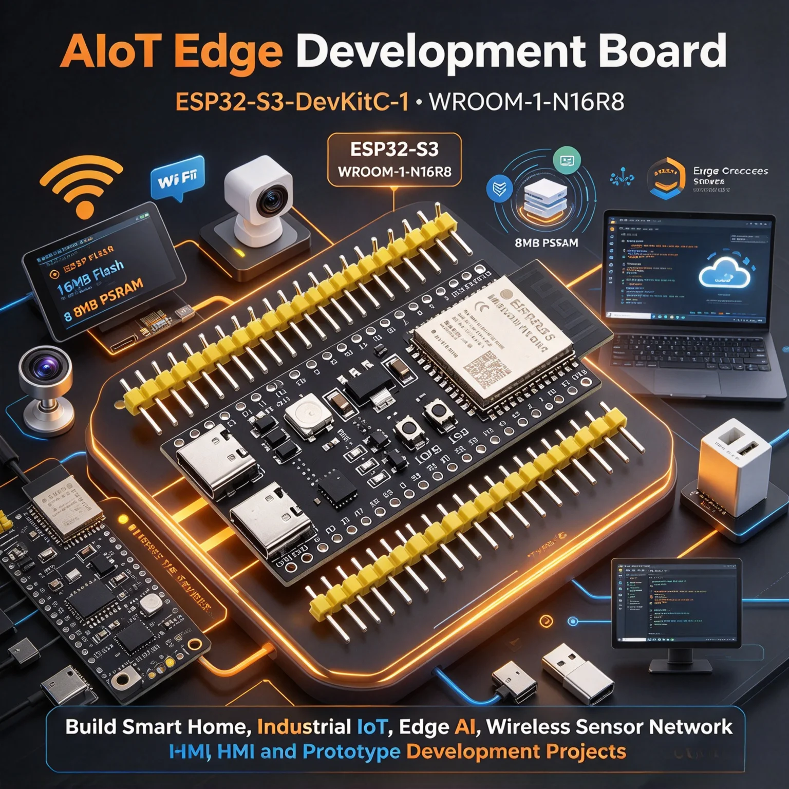 Esp32 S3 Devkitc 1 - ชุดบอร์ด ESP32-S3-DevKitC-1 จำนวน 10 ชิ้น พร้อมชิป