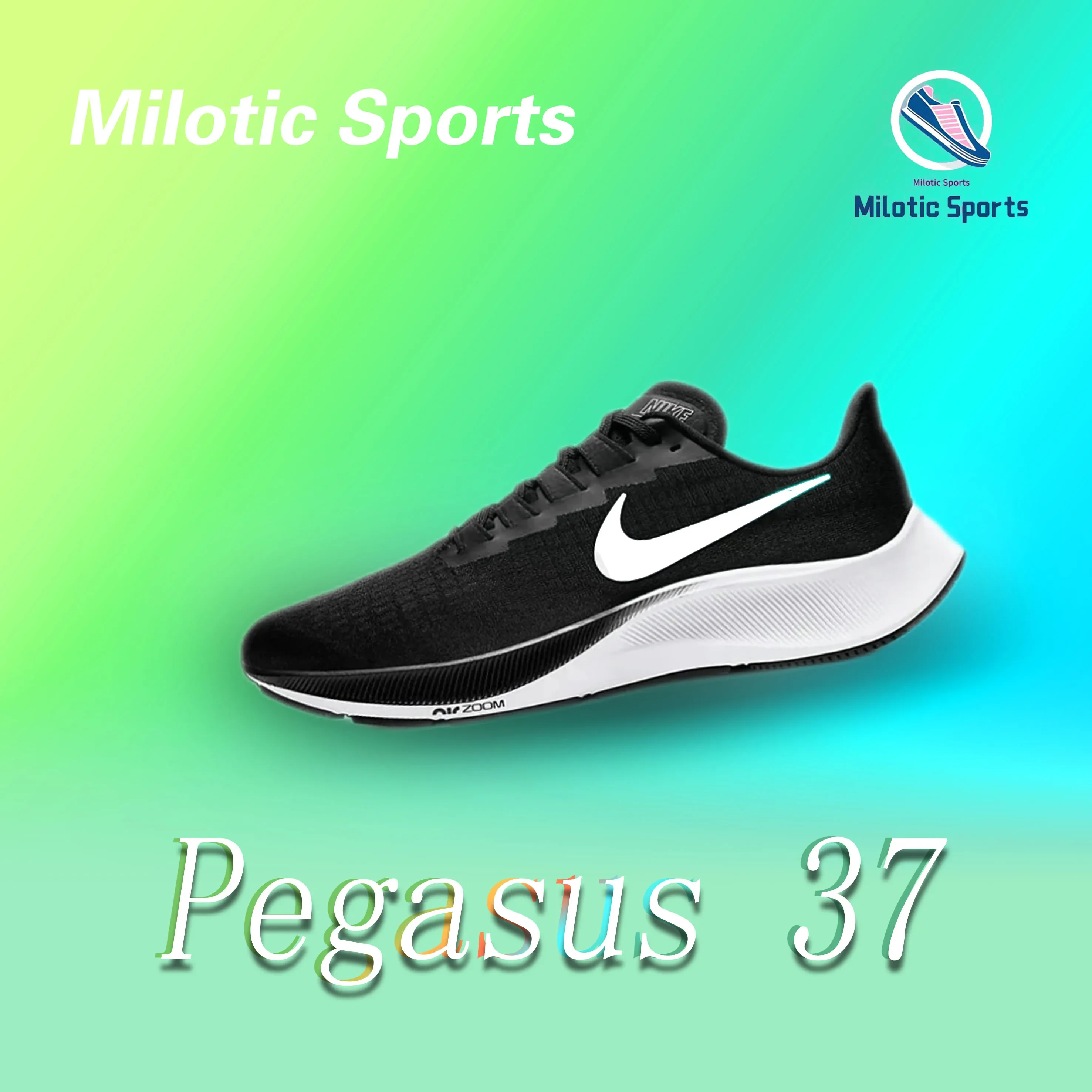 Nike Pegasus 37 Zapatillas para correr informales de caña baja, cómodas, antideslizantes, resistentes al desgaste, a la moda, en blanco y negro