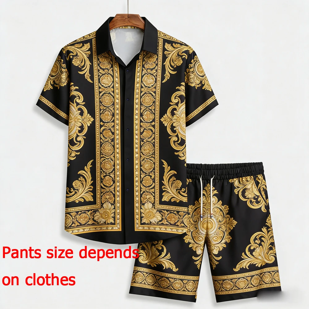 

Men's Summer Shorts Set European Baroque 3D Printed Shirt Shorts Hawaiian Vacation Social Men's Clothes Fast Shipping for You