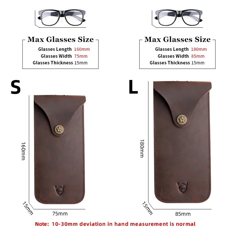 Unique Logo Crazy Horse Leather Eyewear Case Handmade Genuine Leather Sunglasses Bag Glasses Holder Pocket Eyeglasses Holder