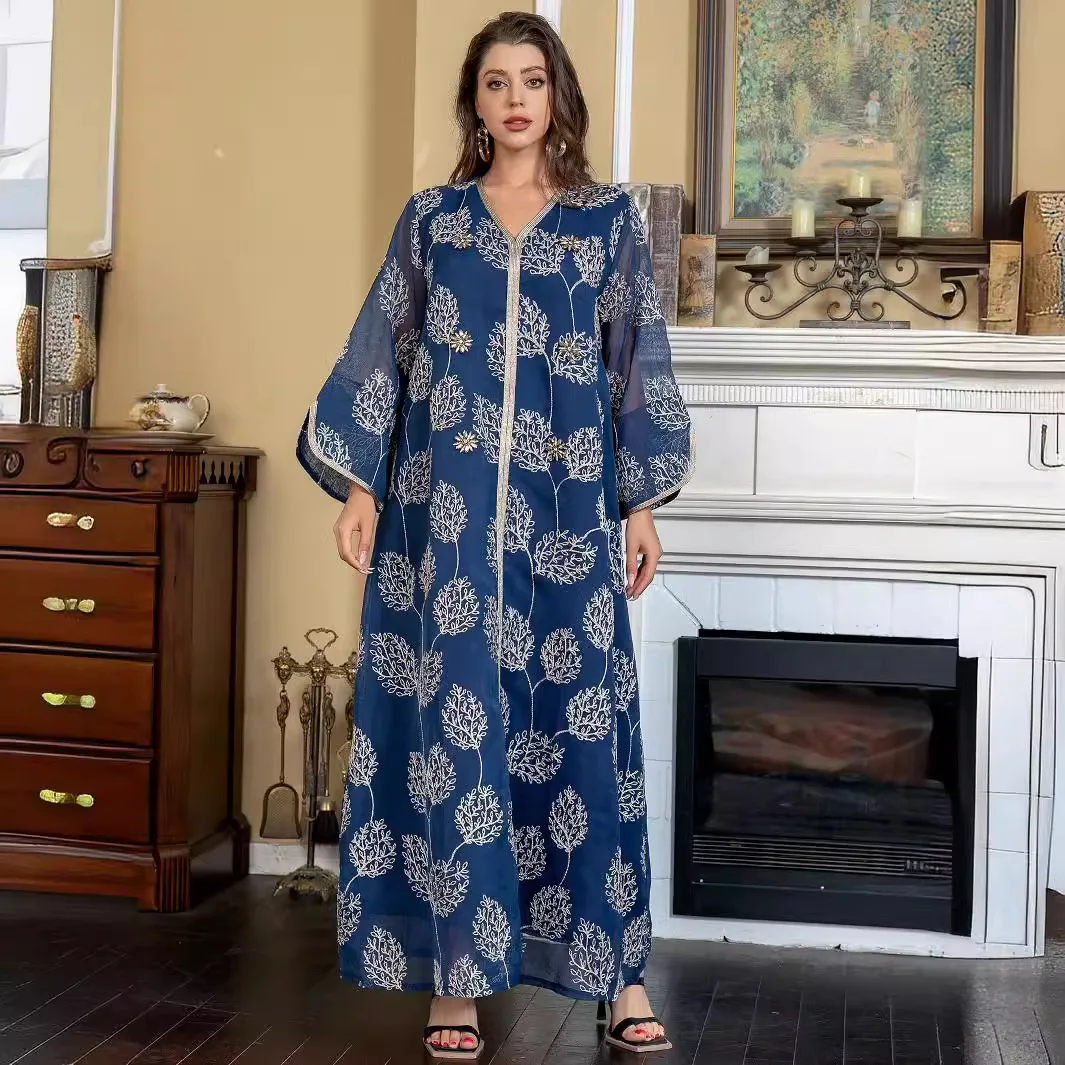 

Middle East Muslim robe women's temperament elegant dress fashion simple temperament resort style high-end banquet party dress