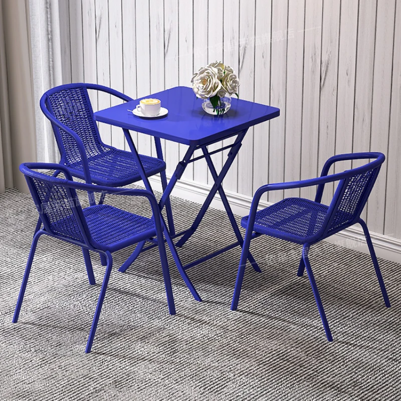 Tables à manger et chaises carrées pliantes nordiques, balcon, cour extérieure moderne simple, ensembles de meubles de jardin Tuinmeubelen, WK50HY