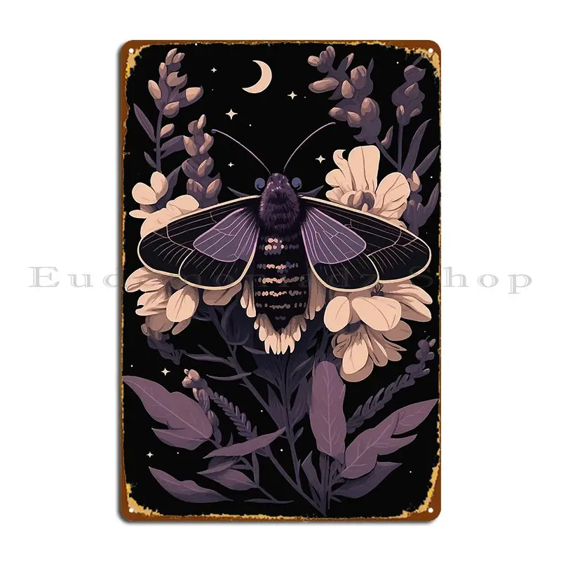 Purple Moth Metal Sign Rusty Bar Designer Cinema Design Tin Sign Poster