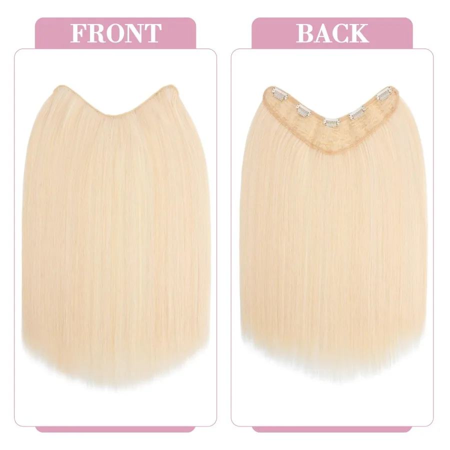 وصلات شعر قطعة واحدة على شكل US مع 5 مشابك للنساء 18 بوصة Balayage شقراء اصطناعية طويلة مستقيمة قطع شعر كاملة الرأس C #3