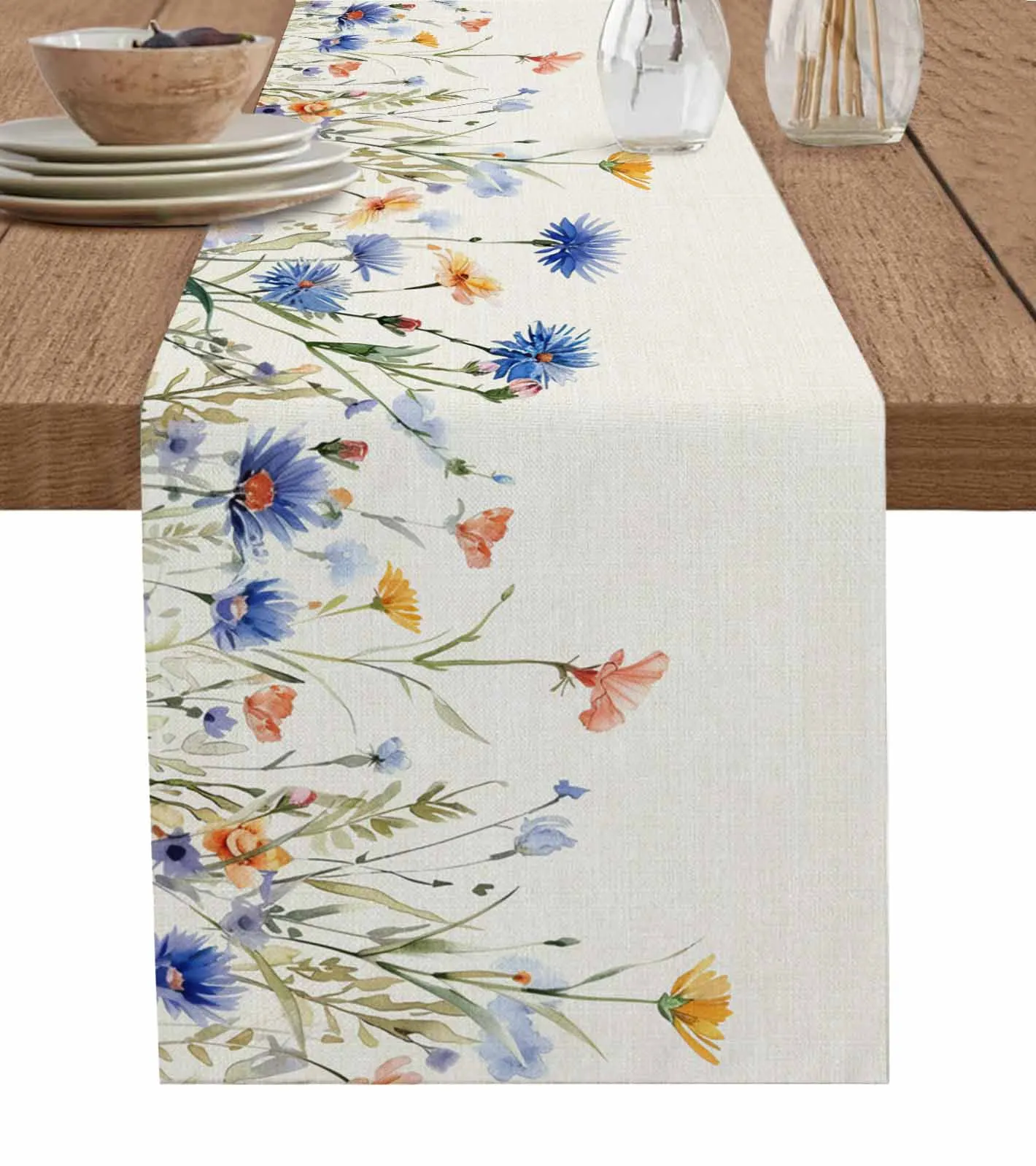 

Цветочные и Акварельные Цветы, украшение для стола, домашний декор, украшение для обеденного стола, Настольная дорожка с кисточками