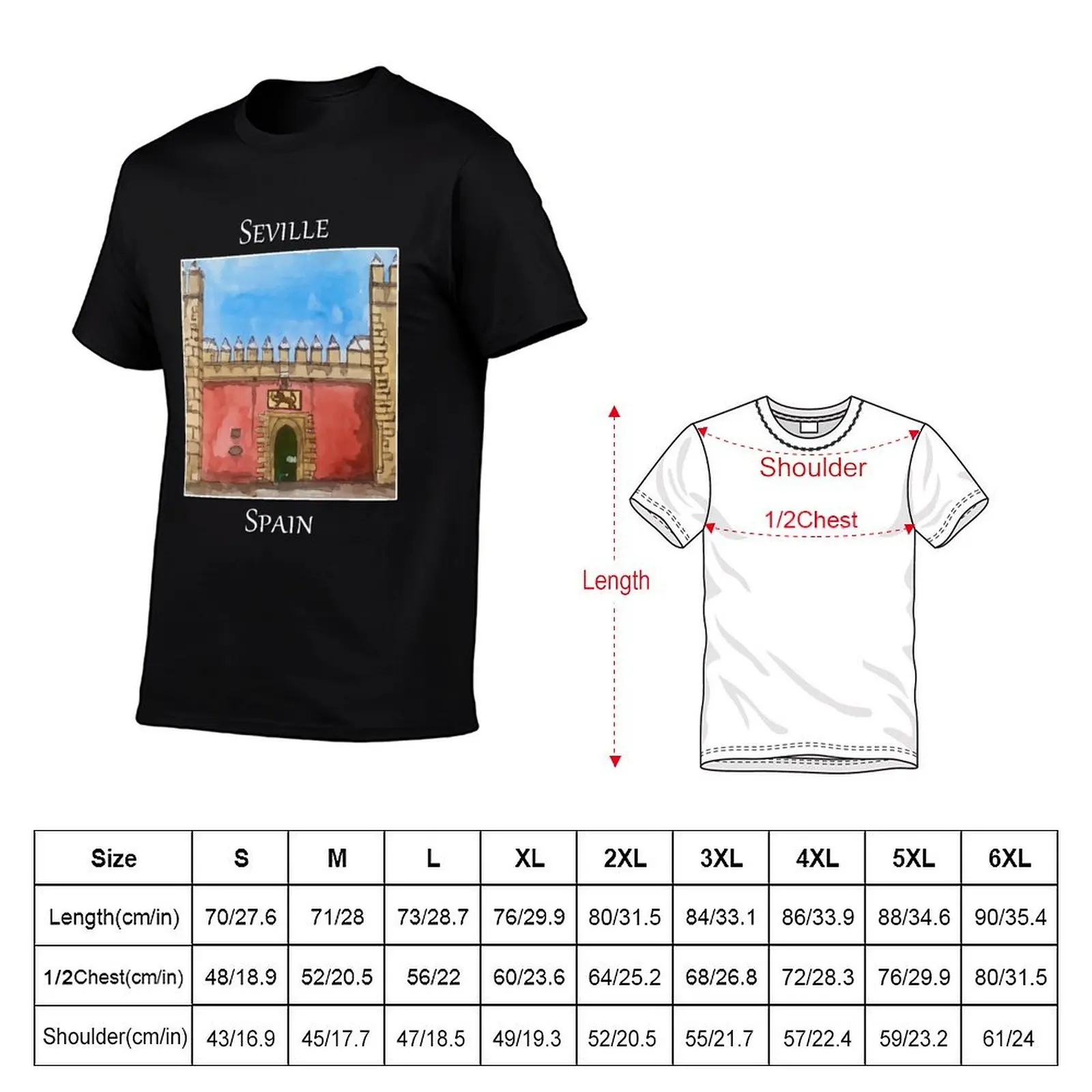 Real Alcazar Seville Spain T-Shirt Casual Light Summer Short Sleeve Top