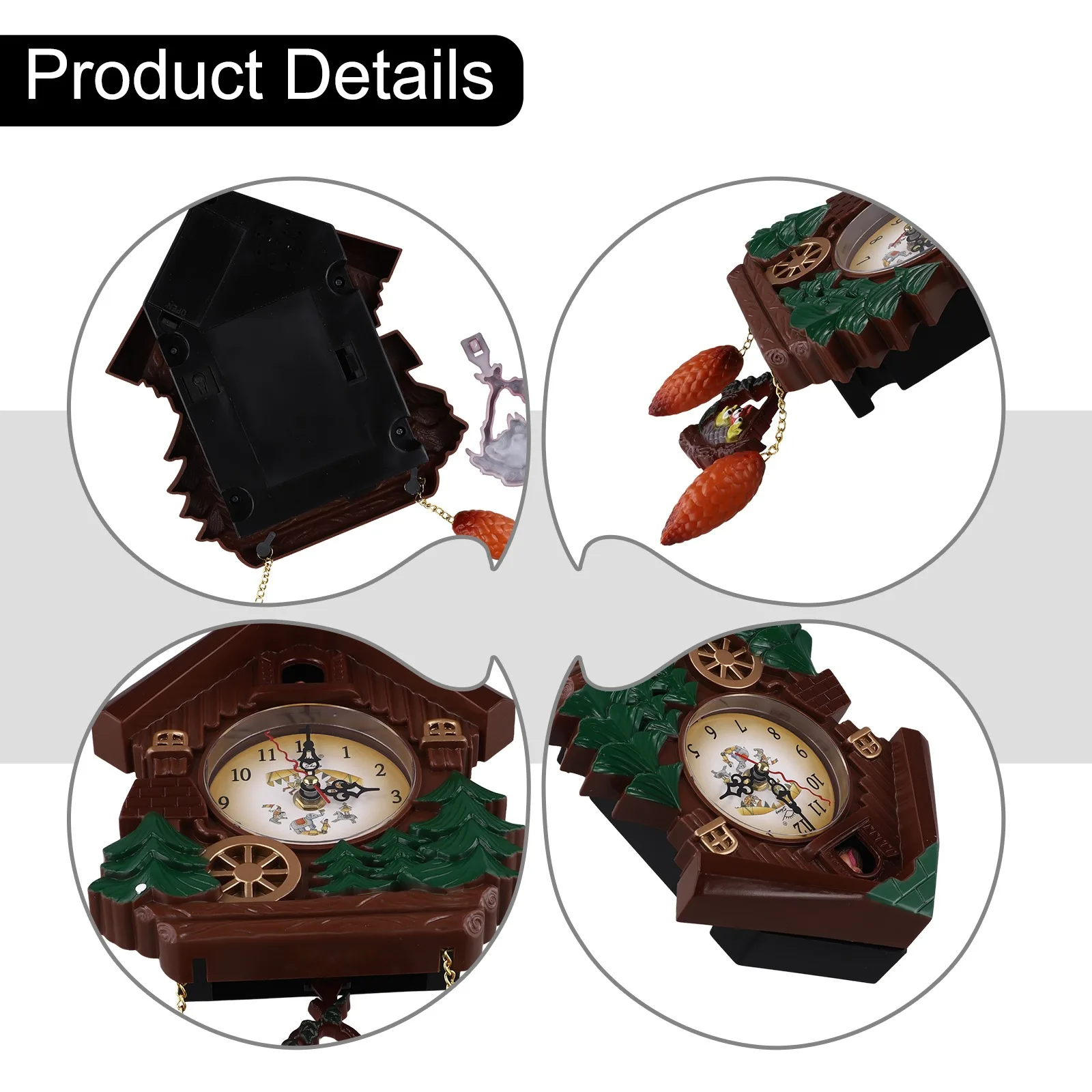 1pcs Cuckoo Clock With Pendulum Wall Clock Wall-Mounted Living Room Time Bell Swing Alarm Watch Home Art Decor Alarm Clock