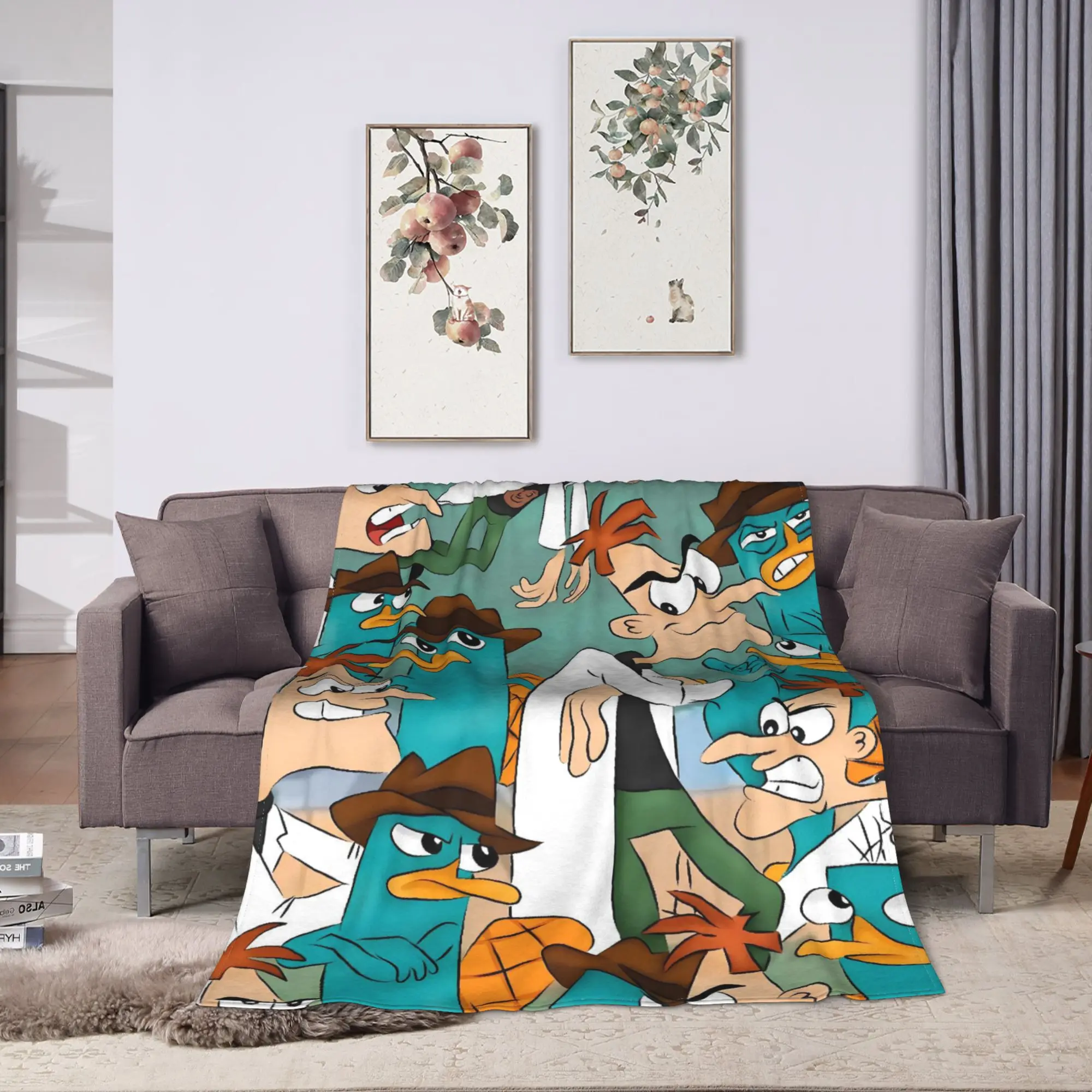 Perry the Platypus Flannel Blanket Winter  Warm Soft Bedding Throws Couch Bed Street Trend Bedspread Sofa Bed Cover