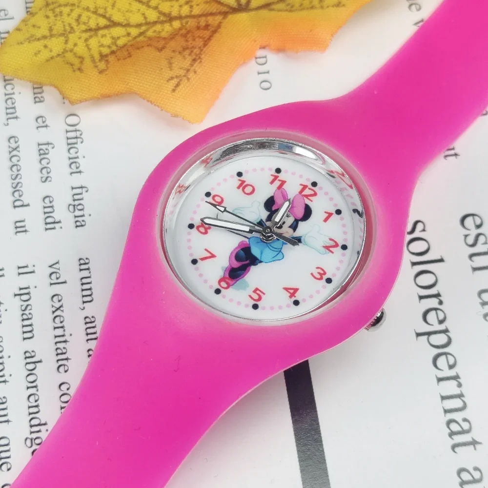 Disney Minnie Mickey Cartoon Watches for Kids Waterproof Soft Silicone Watch Band Children Quartz Wristwatch Boys Girls Gifts