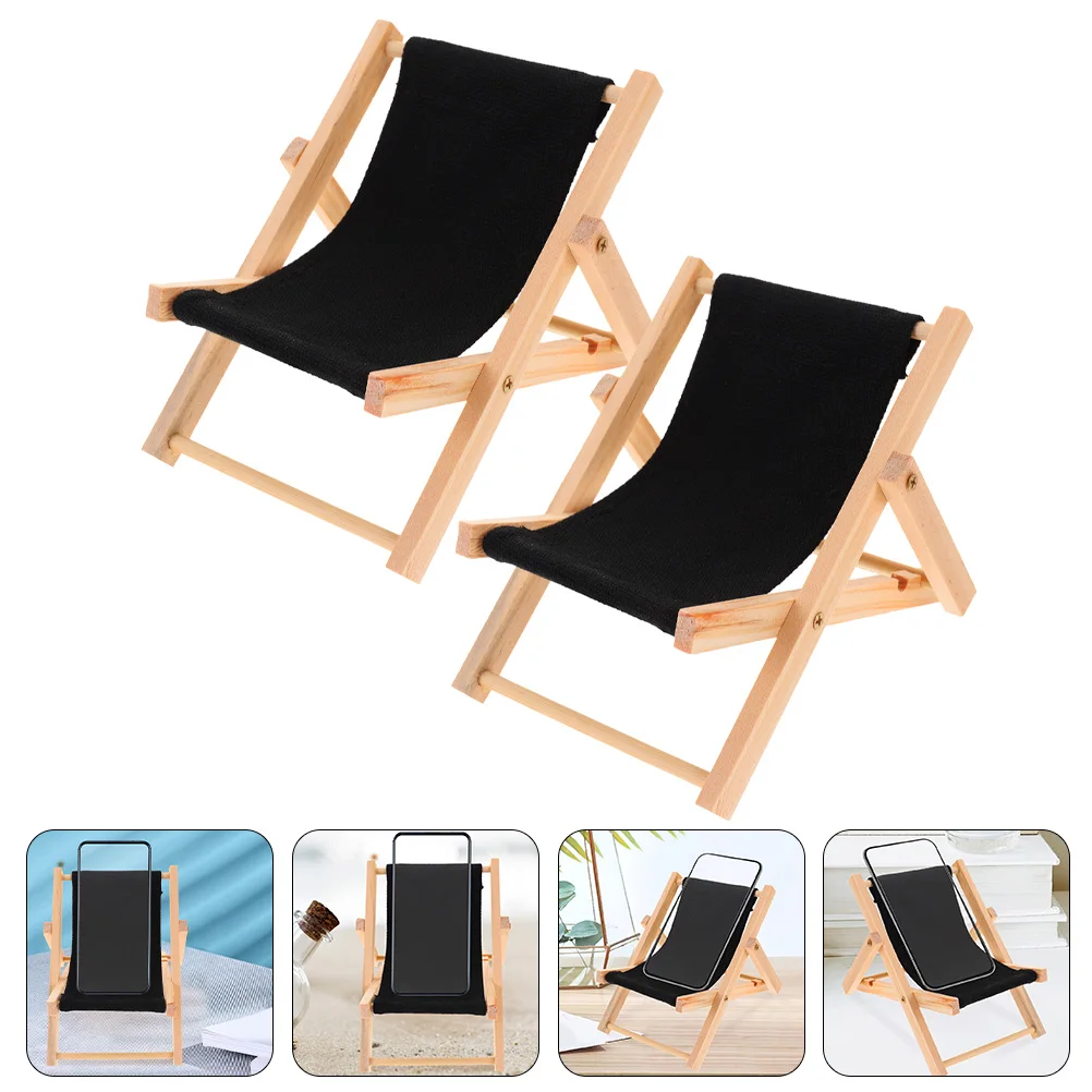 

2 Pcs Mobile Phone Holder Decoration Chair Cellphone Stand Telephone Table Black for Desk Desktop Travel