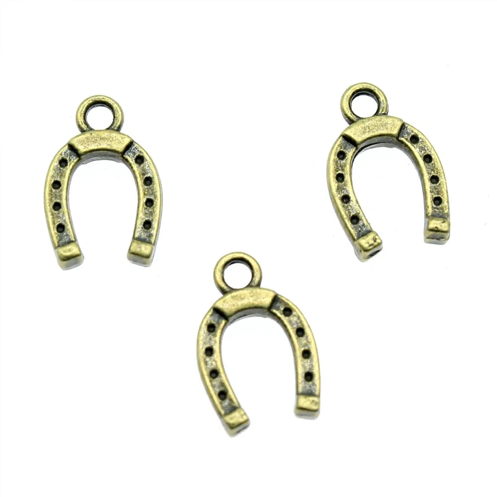 WYSIWYG 40pcs 14x9mm Horseshoe Pendants 2 Colors Horseshoe Pendant Lucky Charm Lucky Horse Shoe Pendant