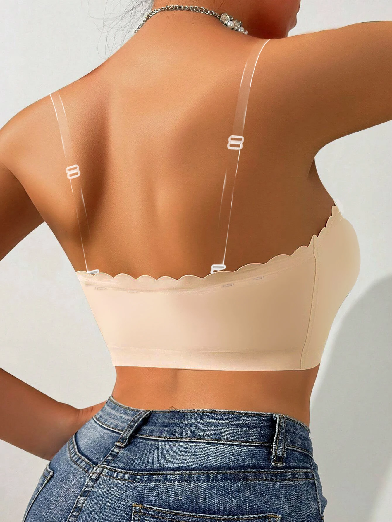 Teint Nahtlose, trägerlose Tube-Top-Unterwäsche mit vorderer Schnalle und abnehmbaren Brustpolstern, sexy geraffter BH für Damen im Sommer