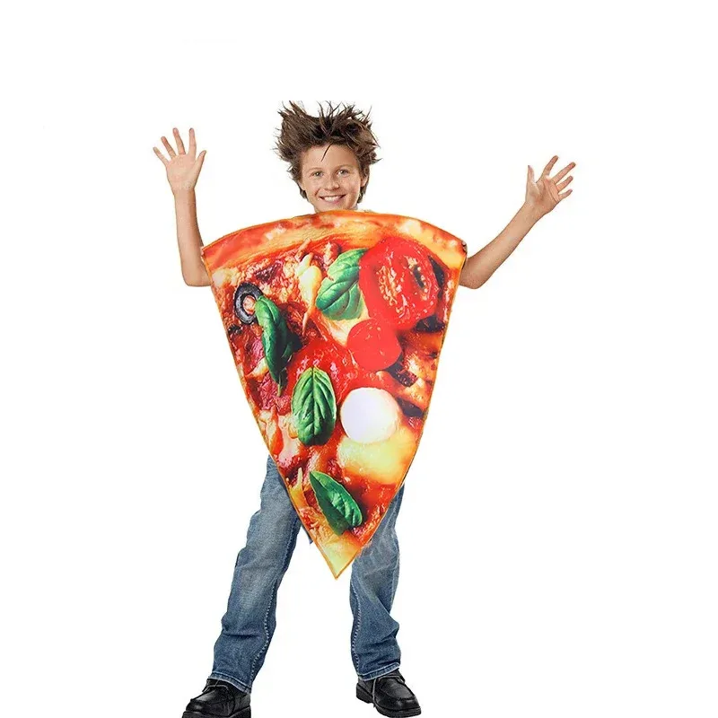 AA wat ユニセックスアメリカパイドレスアップ子供のためのハロウィンファンシー衣装ケチャップピザスライス衣装子供 Cosplay2025 新しい