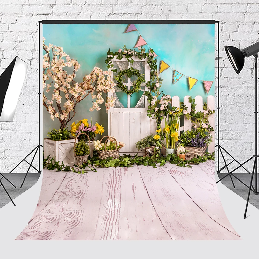 Spring Easter Photography Backdrop Green Plants Grassland Egg Rabbit Decor Bunny Child Birthday Portrait Photocall Background