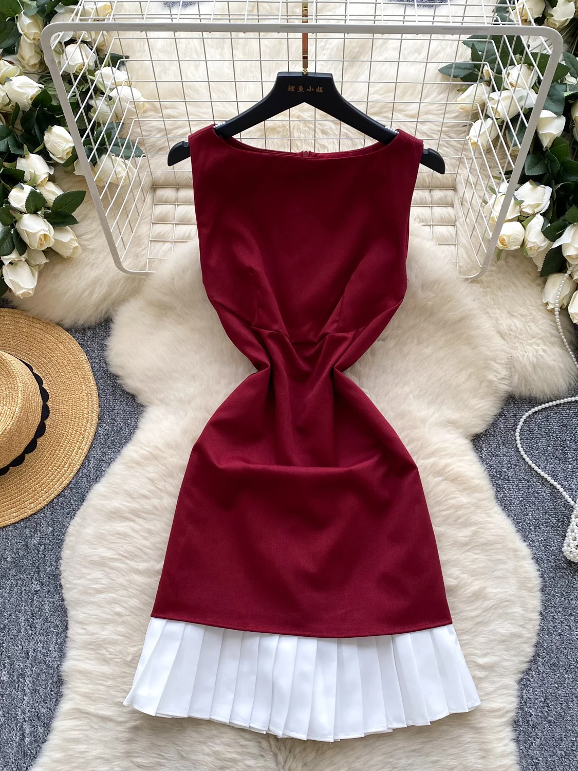 Ele High-Waisted A-Line  Dr Women's Summer Svel Color Blo Design Slimming Beautiful ort Skirt Korean Sle