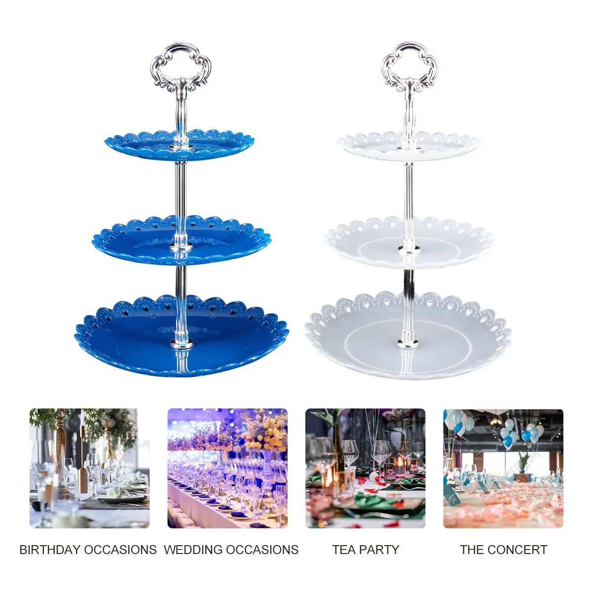 2Pcs Three-Layer Cake Stand Dessert Display Stand for Wedding Birthday Party Fruit Cupcake Chocolate Pastry Snack Serving