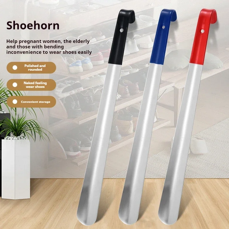 New Metal Shoe Horns 42cm Long Handled Shoehorn Pregnant Woman Elderly Shoe Spoon Home No Bending Over Wearing Shoe Spatula 1Pcs