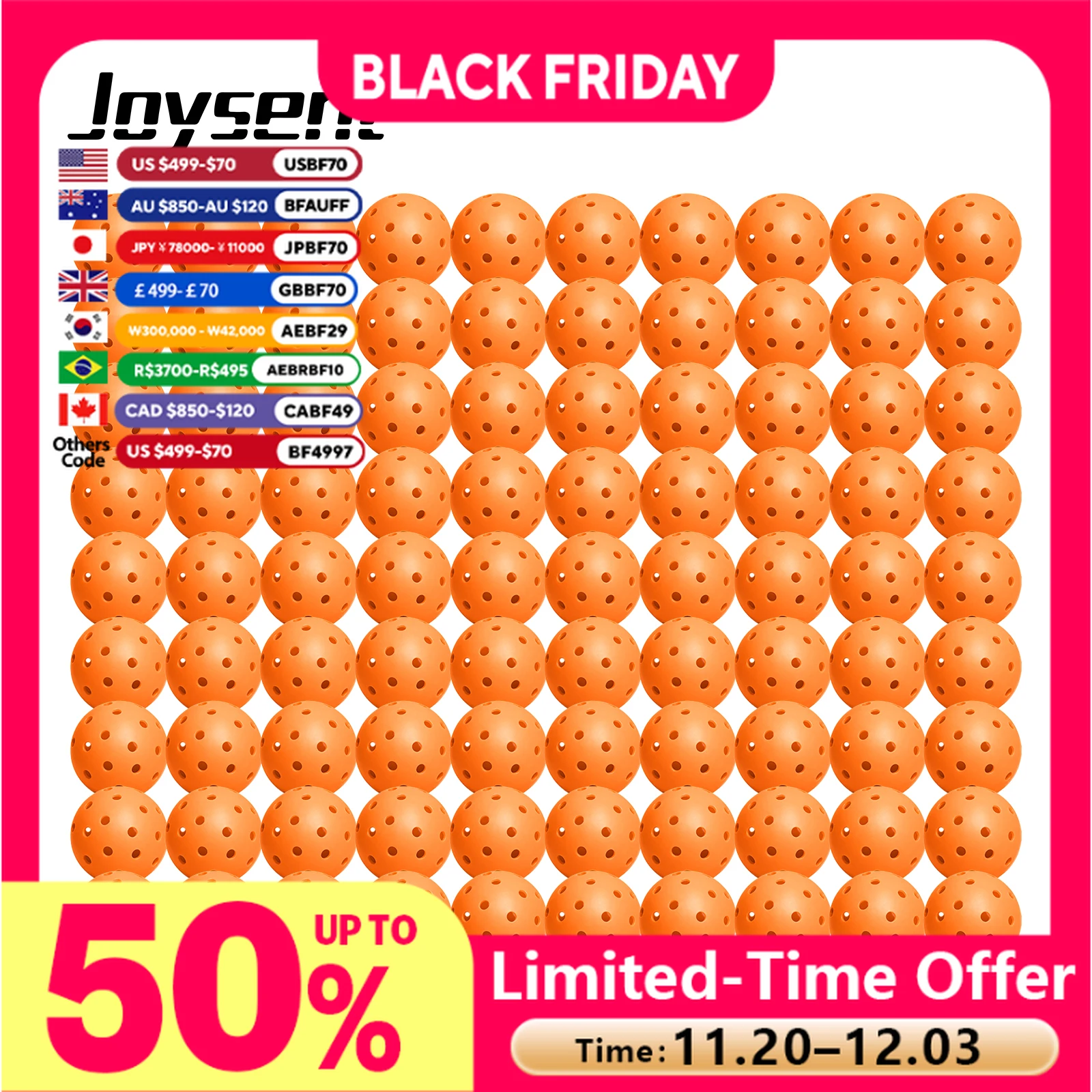 

100 PACK Pro-Grade Outdoor Rotational Pickleball Balls 40 Holes 74mm Training Competition Practice Standard Durable PE