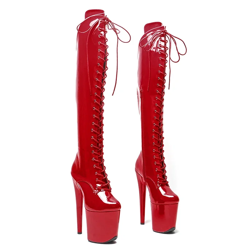 Leecabe 20CM/8inches Patent Upper exy exotic young trend fashion boots High Heel platform Pole Dance boot