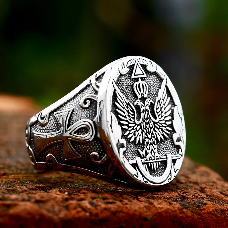 BEIER New Design Stainless Steel Eagle Ring Bird Pattern Cross US Style Men\'s Ring Cool Biker Animal Jewelry High Quality