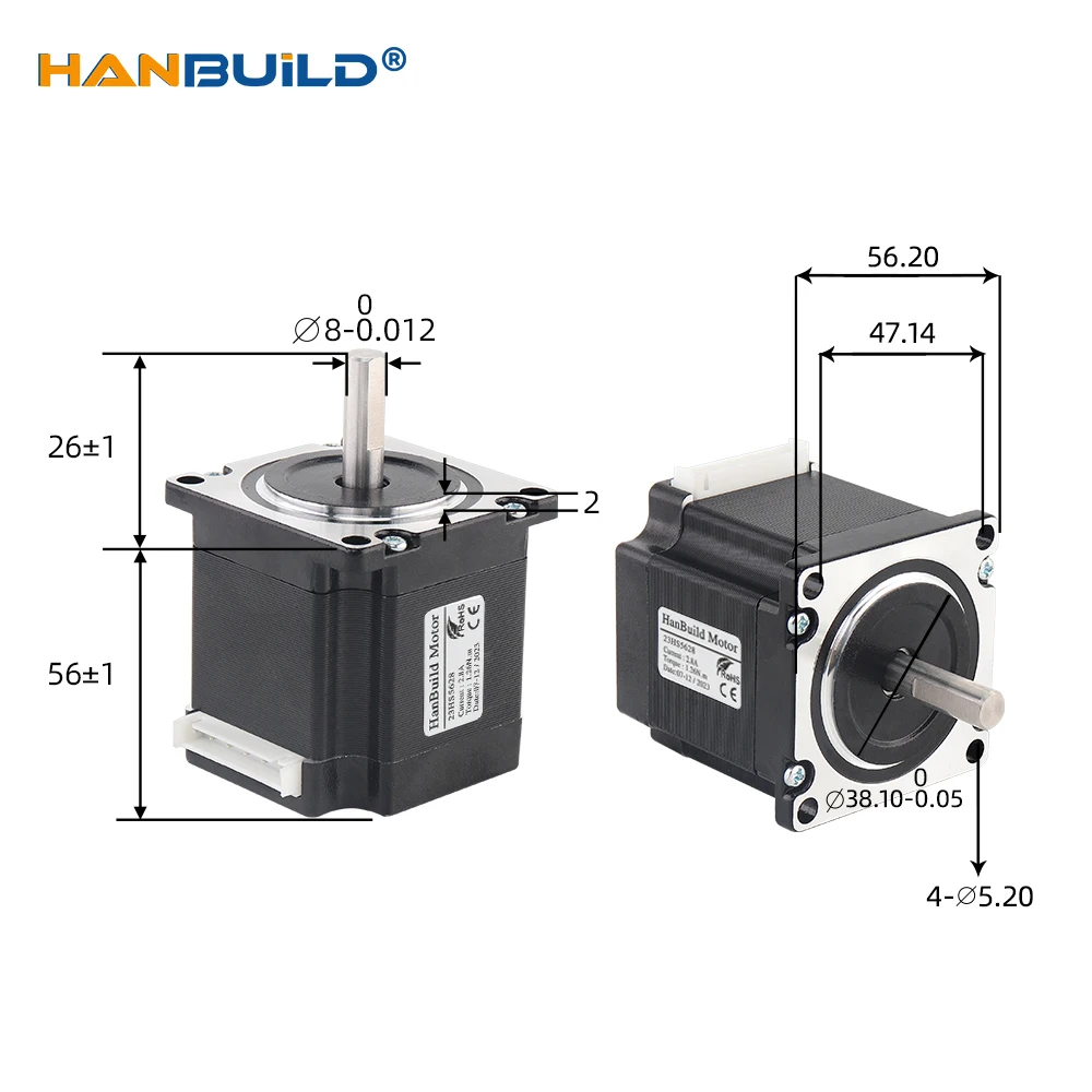 Imagem -04 - Motor para Máquinas Médicas Cnc 3d Nema23 23hs5628 2.8a 126n.cm Série 57 Nema23-stepper