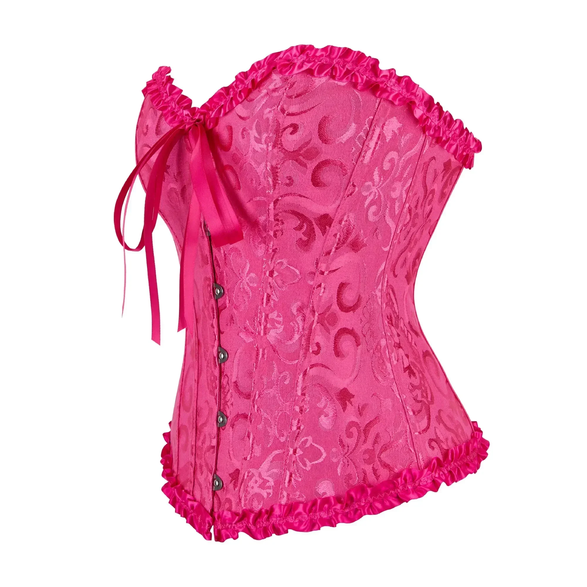 Frauen Korsett Top Jacquard Overbust Bustier Viktorianischen Sexy Lace up Floral Dessous Korset Vintage Gothic Basken Kostüm – Detail 14