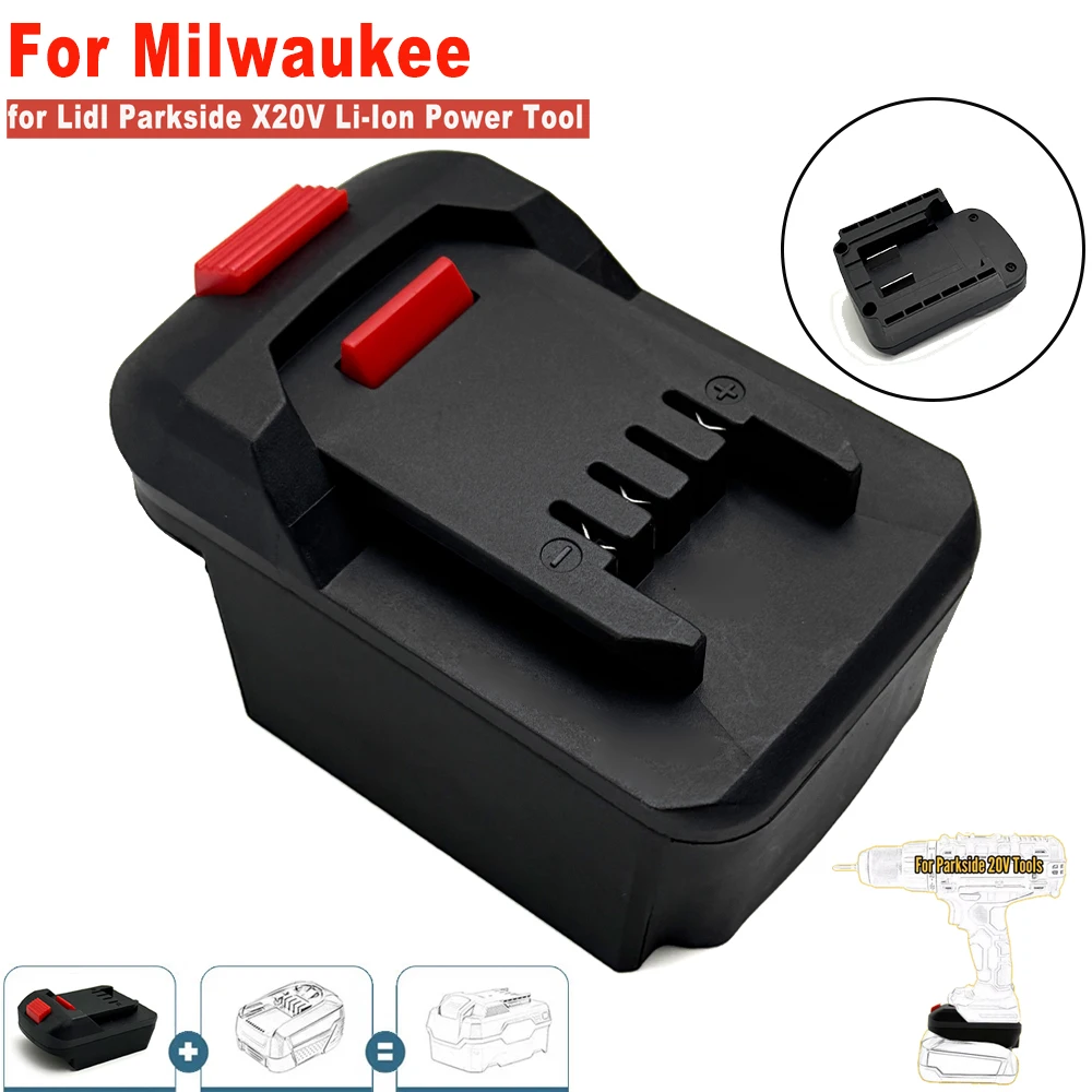 

Адаптер-переходник для аккумулятора для литиевой батареи Milwaukee 18 В в для Li-Ion Lidl Parkside X20V, аксессуары для электроинструментов, без батареи