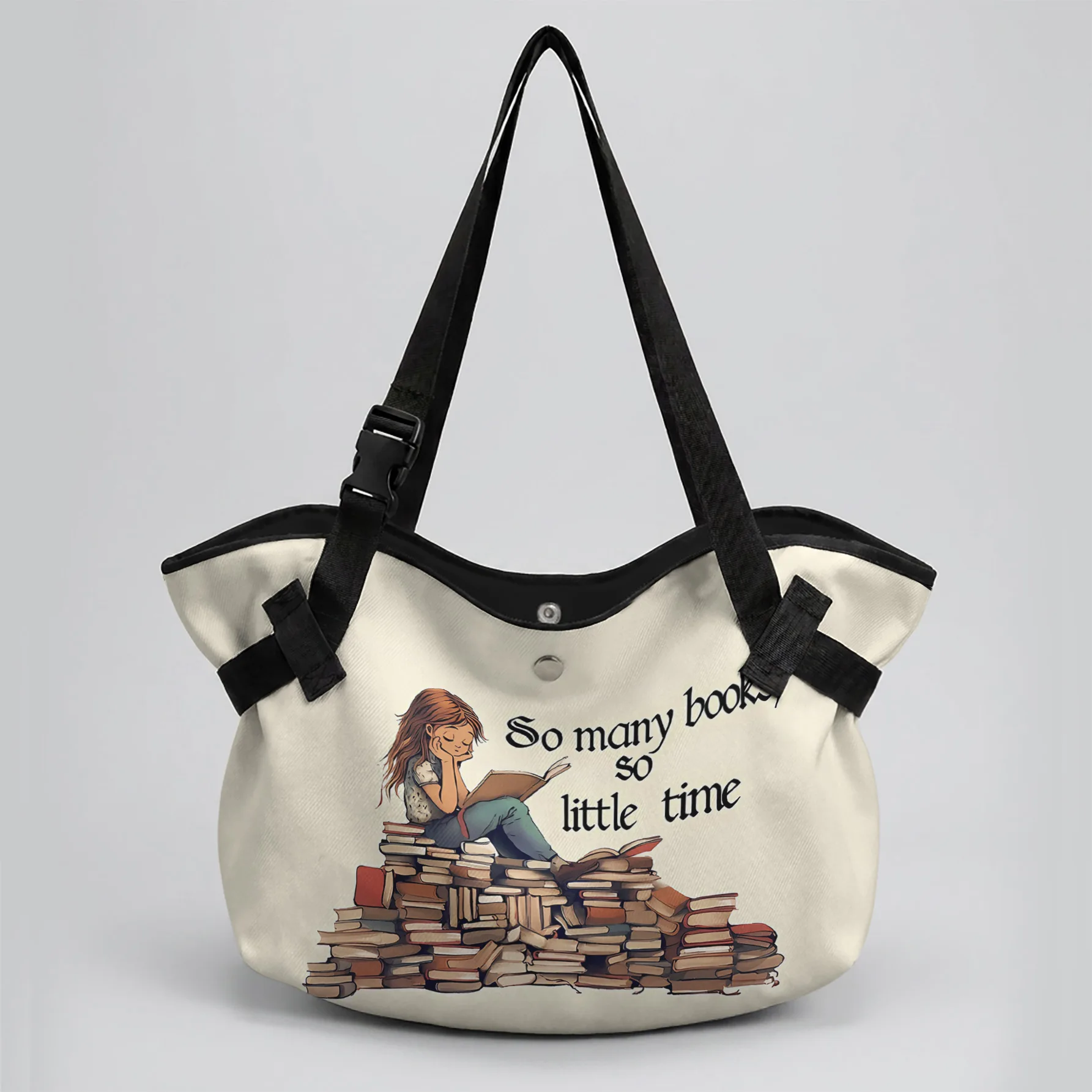 Book Girl Print 2 In 1 Tote Bag & Round Picnic Mat, Waterproof Foldable Mat For Camping Beach Picnic Travel