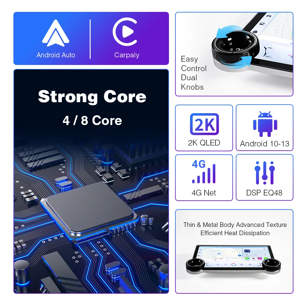 10.1/10.33/11.5 Inch Diamond 2K Screen Android Car Stereo Universal Car Radio CarPlay WIFI GPS Navigation Multimedia Player