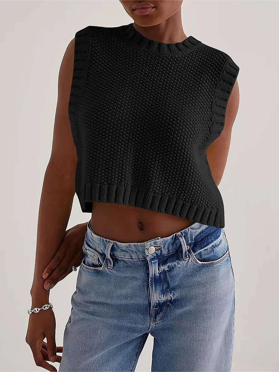 Women s Sweater Vests Sleeveless Tie Strappy Backless Knitted Tank Top Teen Girls Lightweight Split Open Back Pullover Tops