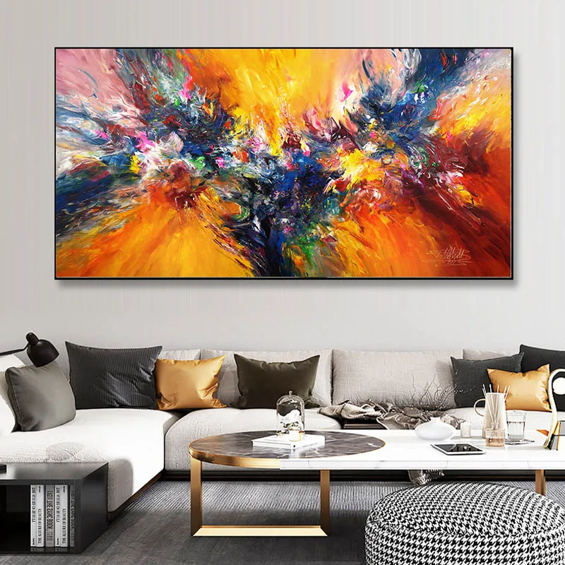 추상 다채로운 캔버스 회화 Quadro 꽃 포스터 및 인쇄 벽 예술 그림 Cuadros 거실 홈 장식 프레임 없음
