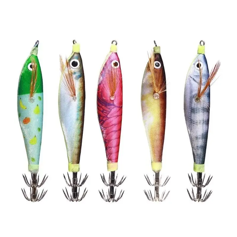 

Y1UC 5Pcs Cuttlefish Hook Fishing Lures Shrimp Lures Baits Squid Jig 9.6g Glow Jig Hook Glow Squid Jig Hard Baits