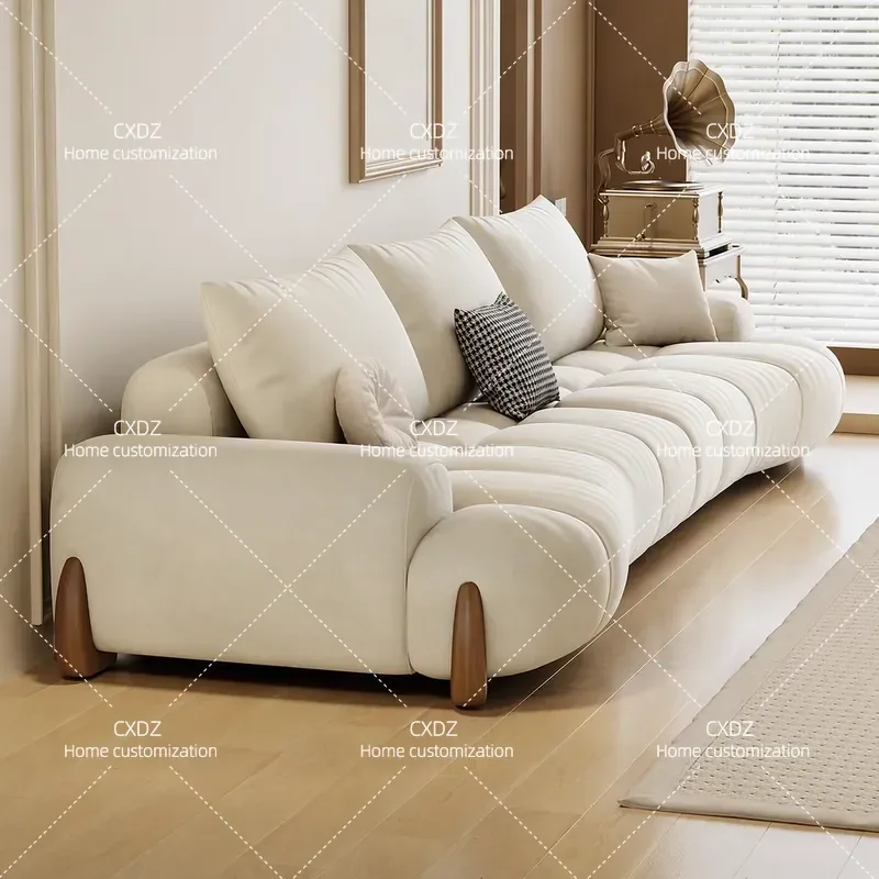 Nordic style small apartment, cream wind cloud curved cat scratching cloth sofa new