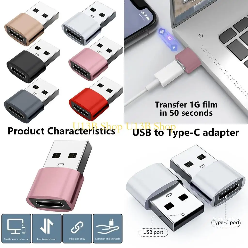 U13B 금속 유형 C 암컷에서 USB2.0 수컷 어댑터 10GBPS 데이터 변환기 OTG 어댑터
