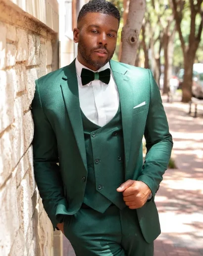 Classic Green Men Suits Regular Fit 3 Pcs Formal Wedding Custom Made Groom Prom Dress Costume Homme terno masculino Blazer Sets