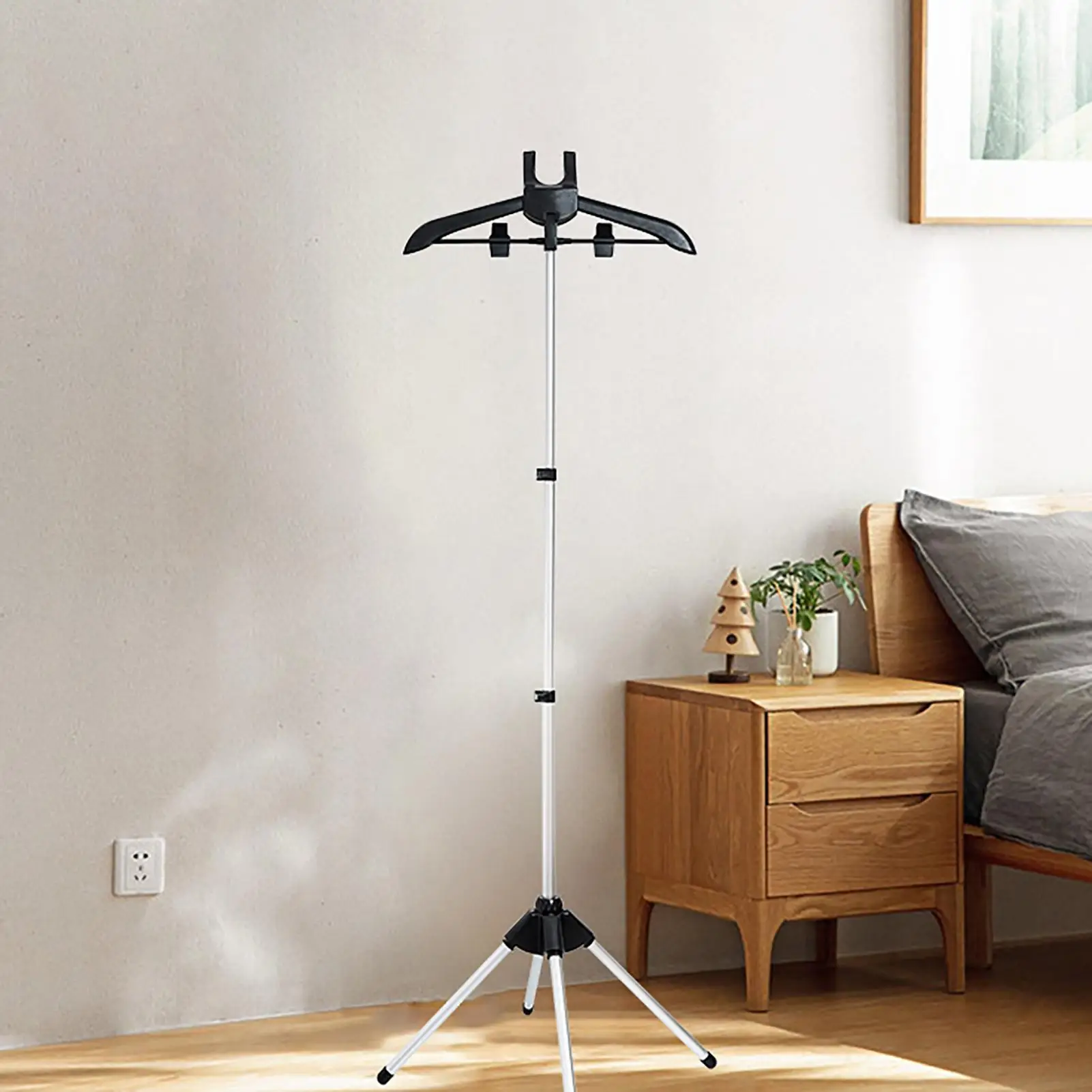 Foldable Adjustable Telescopic Standing Garment Steamer Rack Heavy Duty Hanger for Steaming Drying and Organizing Clothes view 3