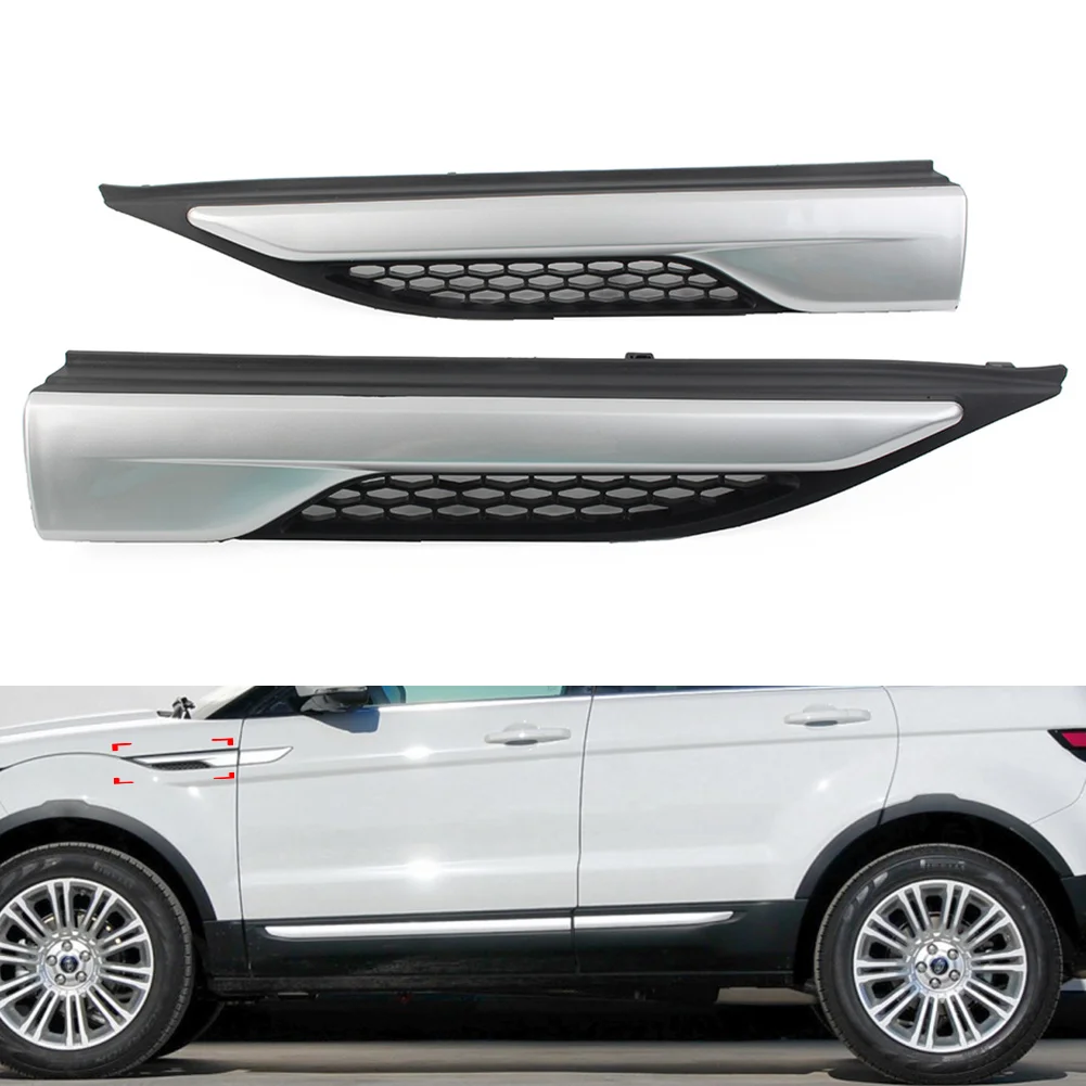 Auto Plastic Front Fender Side Grill Upper Molding Trim Silver+Black For Land Rover Range Rover Evoque 2012-2019 LR027321