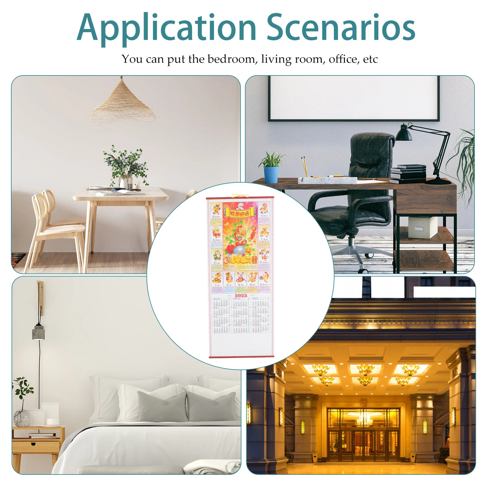 

Нежный подвесной настенный календарь, змеиный год, китайский органайзер для домашнего офиса, прозрачная печать, легко монтируемая идея подарка