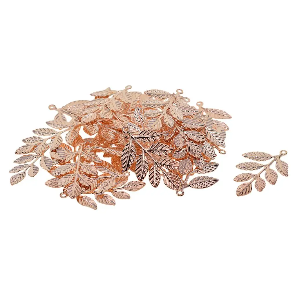 30Pcs/lot Large Filigree Leaf Branches Jewelry Making Findings , Rose Gold