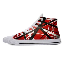 Hot EVH 5150 Stripes Guitar Metal Rock Music Band Casual Cloth Shoes High Top Lightweight Breathable 3D Print Men Women Sneakers