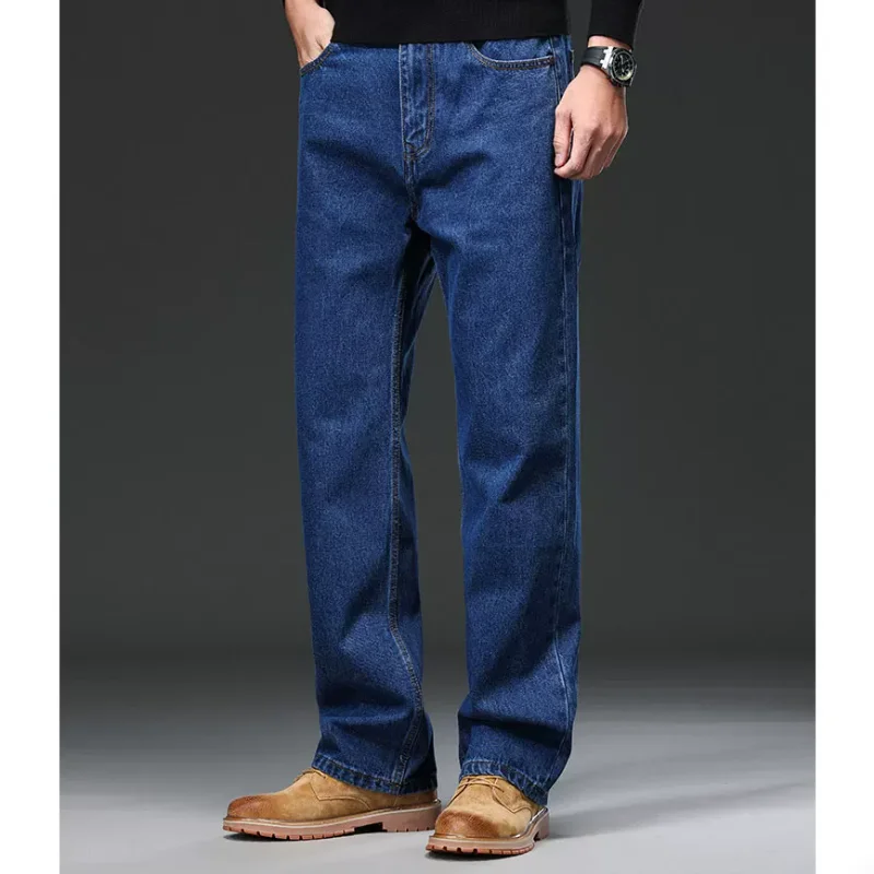 Men's Loose Straight Leg Wide Leg Jeans For Middle-aged and Elderly Casual Plus Size Pants