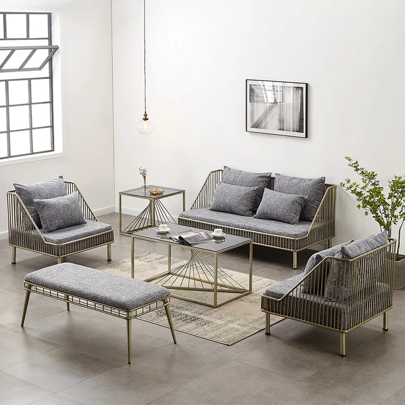 Iron sand living room concubine chair hairdresser sitting area waiting chair studio reception small sofa