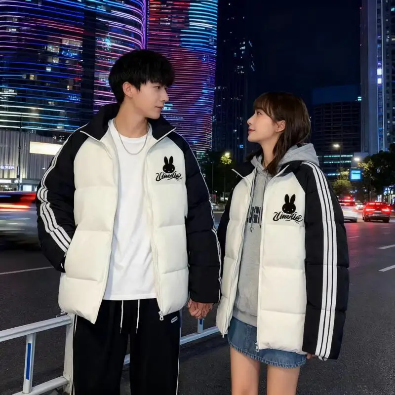 

New Miffy cotton jacket retro sweet and cool style contrasting color splicing jacket couple's thick and loose bread jacket